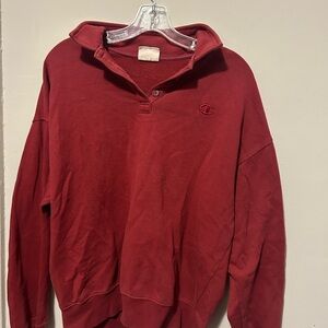 Champion Maroon Quarter-Snap Pullover Sweatshirt
